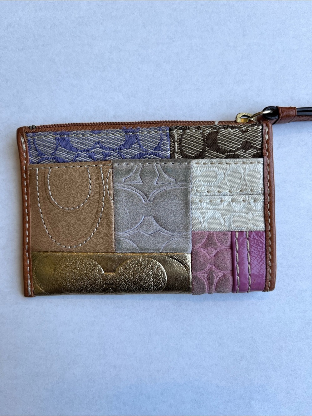 Vintage Coach Patchwork Y2K Card Holder Wallet Coin Keychain - Picture 2 of 5